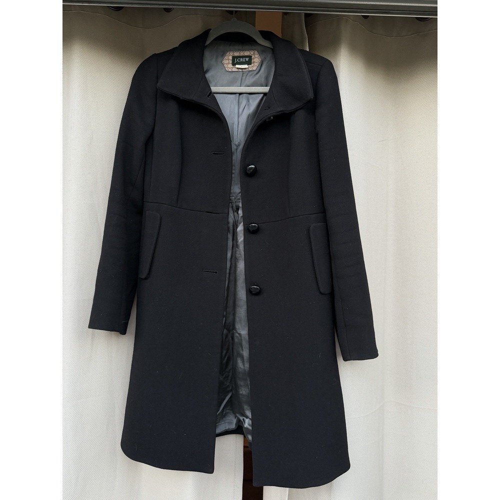 J.Crew Lady Day Coat Women's Size 4 Wool Blend Black